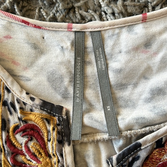 Anthropologie Mathilda Balloon Sleeve Mixed Print Blouse Size XSmall Floral Boho - Picture 6 of 11